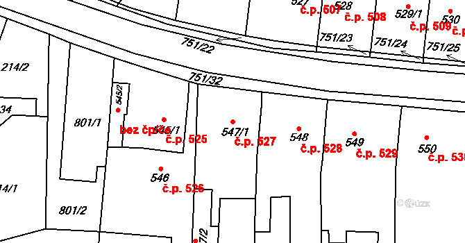 Svítkov 527, Pardubice na parcele st. 547/1 v KÚ Svítkov, Katastrální mapa