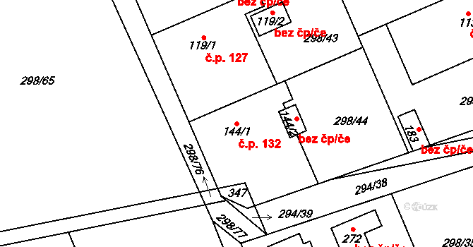 Kolšov 132 na parcele st. 144/1 v KÚ Kolšov, Katastrální mapa