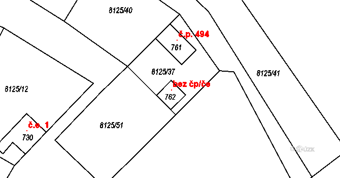 Hostěradice 79592465 na parcele st. 762 v KÚ Hostěradice na Moravě, Katastrální mapa