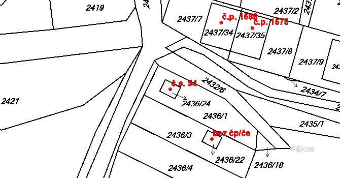 České Budějovice 6 54, České Budějovice na parcele st. 2436/24 v KÚ České Budějovice 6, Katastrální mapa