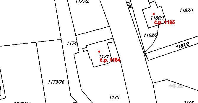Vejprty 1184 na parcele st. 1171 v KÚ Vejprty, Katastrální mapa