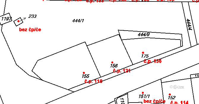 Černochov 121, Peruc na parcele st. 156 v KÚ Černochov, Katastrální mapa
