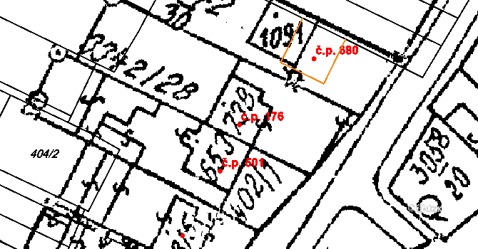 Tvrdonice 176 na parcele st. 738 v KÚ Tvrdonice, Katastrální mapa