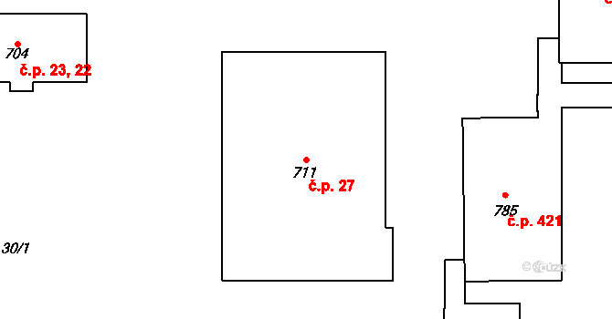 Přerov II-Předmostí 27, Přerov na parcele st. 711 v KÚ Předmostí, Katastrální mapa
