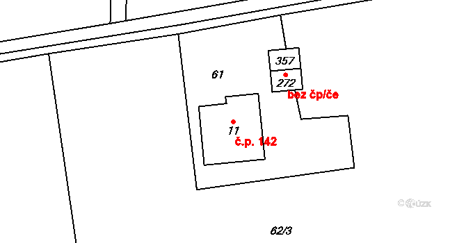 Dolní Domaslavice 142 na parcele st. 11 v KÚ Volovec, Katastrální mapa