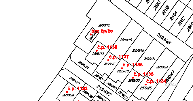Rýmařov 1138 na parcele st. 2899/13 v KÚ Rýmařov, Katastrální mapa