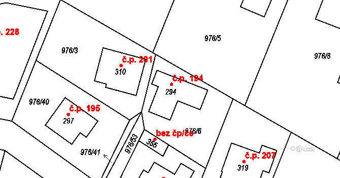 Želivec 194, Sulice na parcele st. 294 v KÚ Sulice, Katastrální mapa