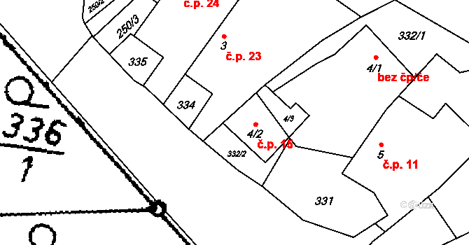 Katov 15 na parcele st. 4/2 v KÚ Katov u Budislavi, Katastrální mapa
