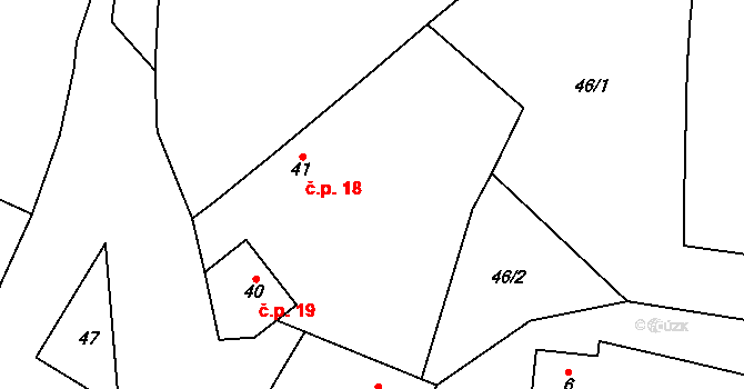 Holušice 18, Sedlice na parcele st. 41 v KÚ Holušice u Mužetic, Katastrální mapa