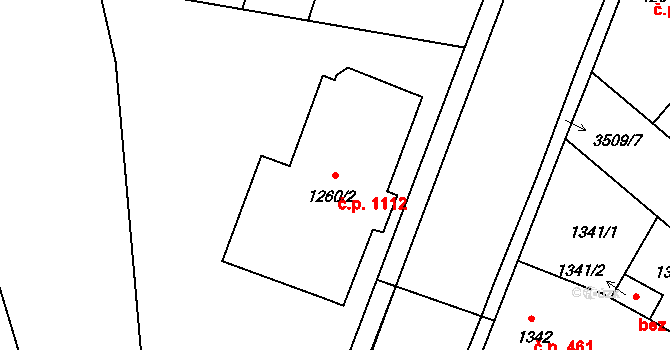 Pelhřimov 1112 na parcele st. 1260/2 v KÚ Pelhřimov, Katastrální mapa