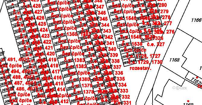 Pelhřimov 338 na parcele st. 2694/120 v KÚ Pelhřimov, Katastrální mapa