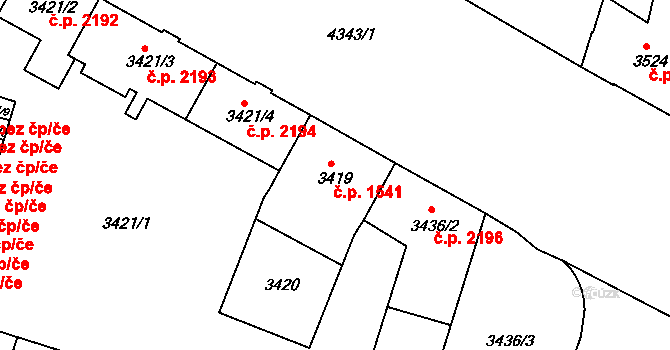 Teplice 1541 na parcele st. 3419 v KÚ Teplice, Katastrální mapa