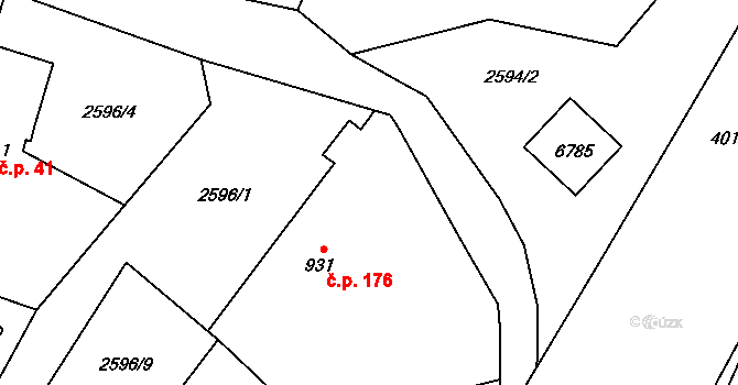 Chaloupky 176, Klatovy na parcele st. 931 v KÚ Klatovy, Katastrální mapa