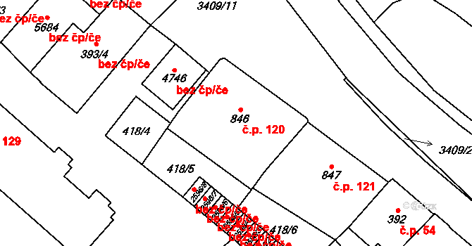 Klatovy IV 120, Klatovy na parcele st. 846 v KÚ Klatovy, Katastrální mapa