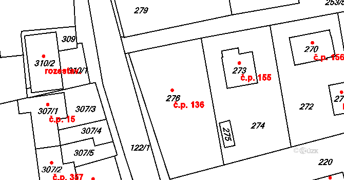 Šeberov 136, Praha na parcele st. 276 v KÚ Šeberov, Katastrální mapa