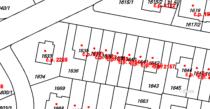 Záběhlice 2153, Praha na parcele st. 1638 v KÚ Záběhlice, Katastrální mapa