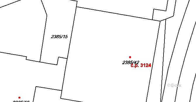 Záběhlice 3124, Praha na parcele st. 2385/42 v KÚ Záběhlice, Katastrální mapa