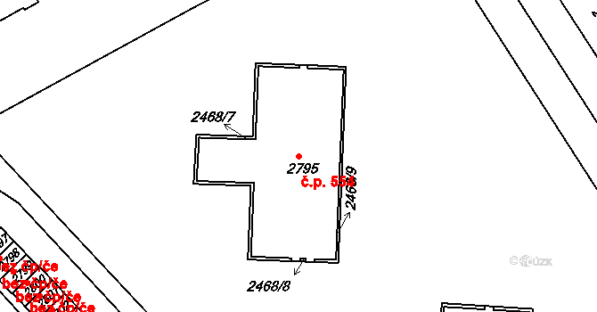 Střední Předměstí 554, Trutnov na parcele st. 2795 v KÚ Trutnov, Katastrální mapa