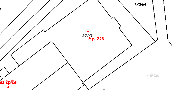 Humny 223, Pchery na parcele st. 371/3 v KÚ Pchery, Katastrální mapa