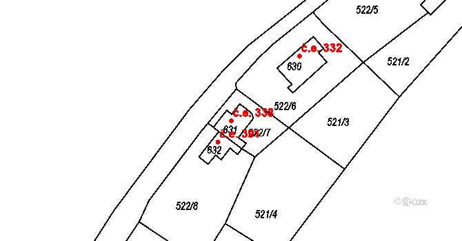Třebenice 338, Štěchovice na parcele st. 631 v KÚ Štěchovice u Prahy, Katastrální mapa