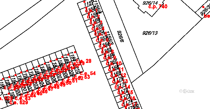 Štětí 10 na parcele st. 1166 v KÚ Štětí I, Katastrální mapa