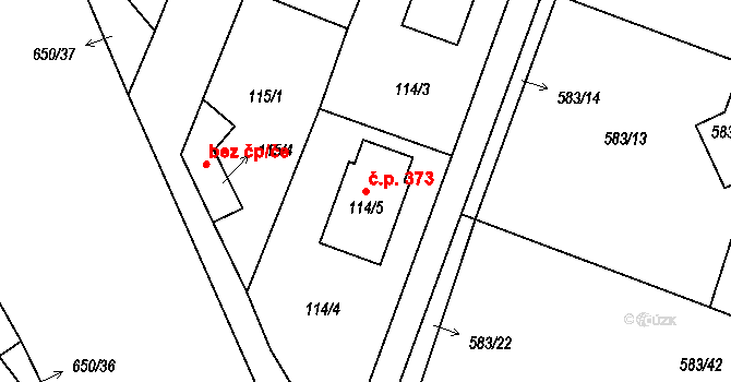 Chotíkov 373 na parcele st. 114/5 v KÚ Chotíkov, Katastrální mapa