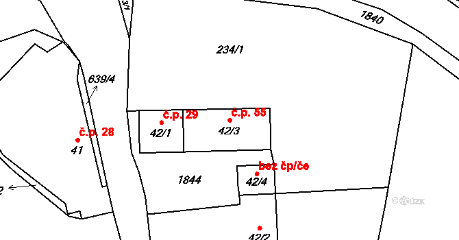 Lučkovice 55, Mirotice na parcele st. 42/3 v KÚ Lučkovice, Katastrální mapa