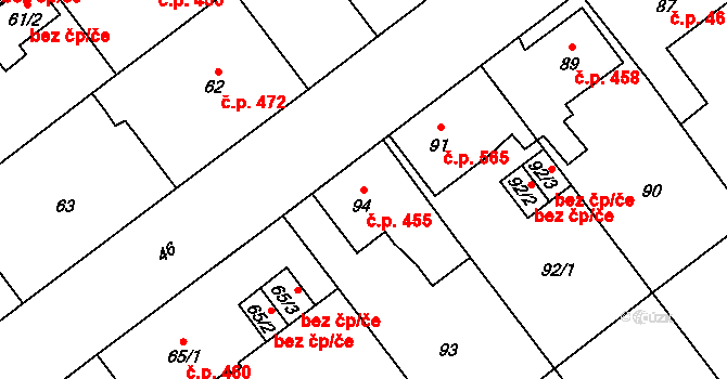 Svinov 455, Ostrava na parcele st. 94 v KÚ Svinov, Katastrální mapa