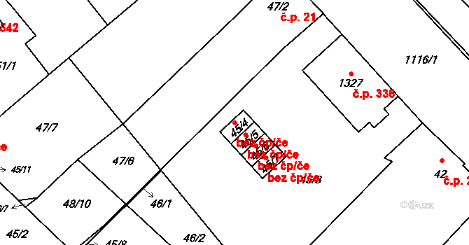 Olomouc 40898466 na parcele st. 45/4 v KÚ Slavonín, Katastrální mapa