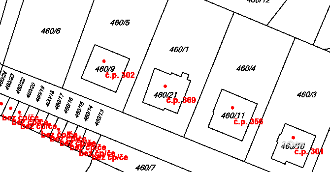 Malé Hoštice 369, Opava na parcele st. 460/21 v KÚ Malé Hoštice, Katastrální mapa