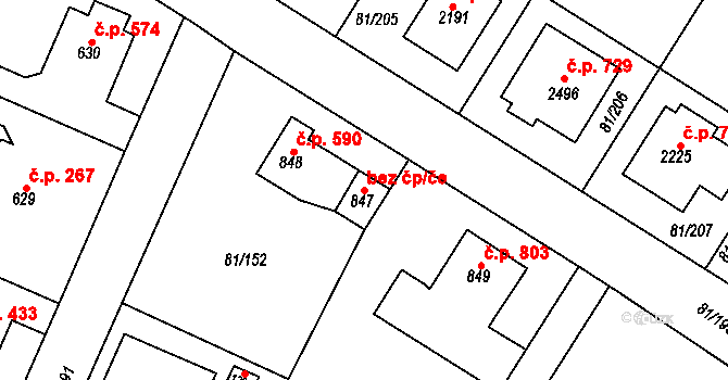 Kralupy nad Vltavou 45371466 na parcele st. 847 v KÚ Lobeček, Katastrální mapa