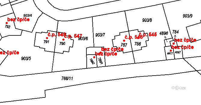 Rožnov pod Radhoštěm 45643466 na parcele st. 788/1 v KÚ Rožnov pod Radhoštěm, Katastrální mapa