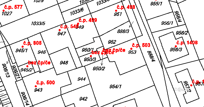 Hořovice 46968466 na parcele st. 950/2 v KÚ Hořovice, Katastrální mapa