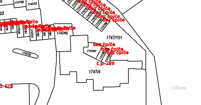 Liberec 47153466 na parcele st. 1747/86 v KÚ Starý Harcov, Katastrální mapa