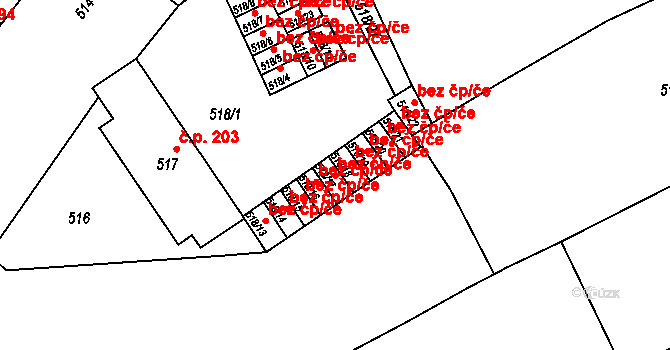 Bedihošť 47639466 na parcele st. 518/17 v KÚ Bedihošť, Katastrální mapa