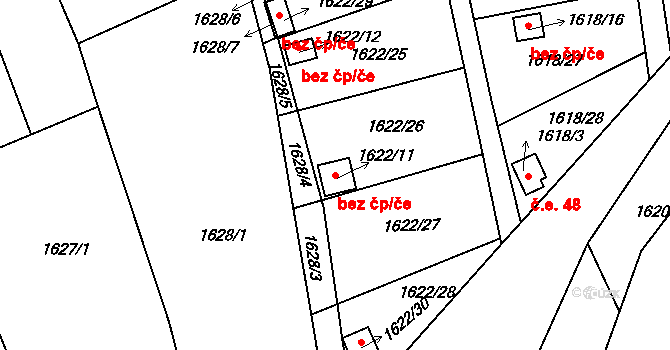 Železný Brod 48403466 na parcele st. 1622/11 v KÚ Železný Brod, Katastrální mapa