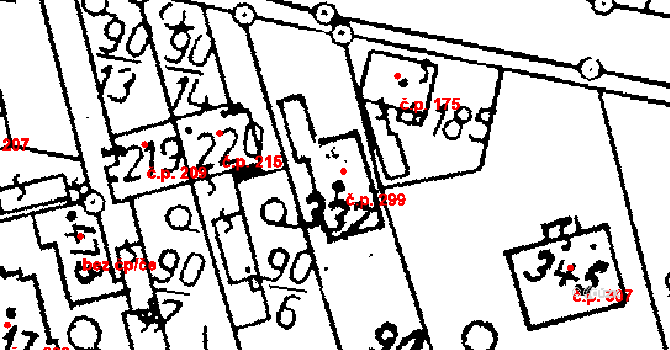Tři Dvory 299 na parcele st. 337 v KÚ Tři Dvory, Katastrální mapa