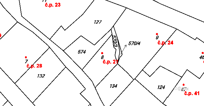 Kobylí Hlava 21, Golčův Jeníkov na parcele st. 8 v KÚ Kobylí Hlava, Katastrální mapa