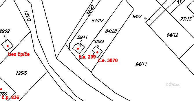 Sezimovo Ústí 3070 na parcele st. 3384 v KÚ Sezimovo Ústí, Katastrální mapa