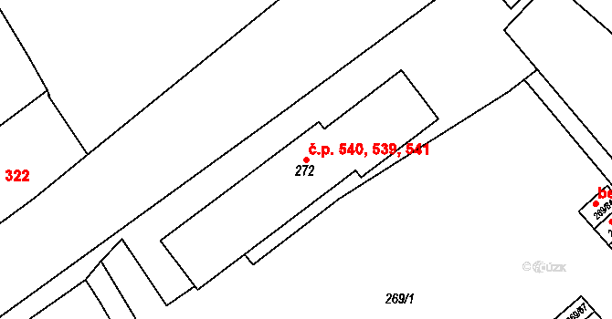 Opočno 539,540,541 na parcele st. 272 v KÚ Opočno pod Orlickými horami, Katastrální mapa