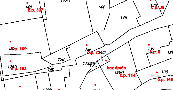 Štěnovice 73 na parcele st. 146 v KÚ Štěnovice, Katastrální mapa
