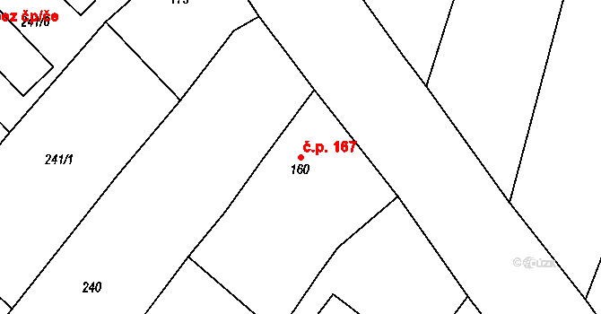 Pavlice 167 na parcele st. 160 v KÚ Pavlice, Katastrální mapa