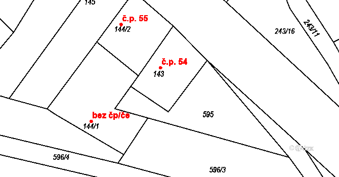 Zavadilka 54, Jizbice na parcele st. 143 v KÚ Jizbice u Nymburka, Katastrální mapa