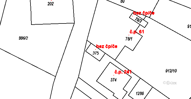 Oskořínek 115195467 na parcele st. 375 v KÚ Oskořínek, Katastrální mapa