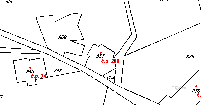 Desná III 236, Desná na parcele st. 857 v KÚ Desná I, Katastrální mapa