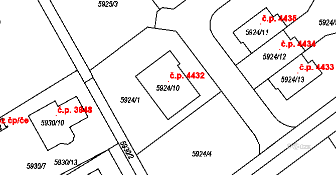 Mělník 4432 na parcele st. 5924/10 v KÚ Mělník, Katastrální mapa