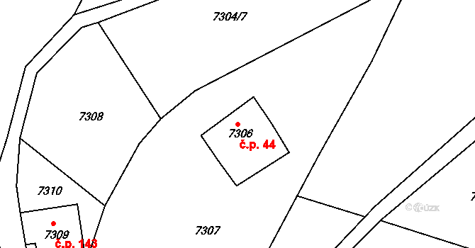 Jiřetín pod Bukovou 44 na parcele st. 7306 v KÚ Jiřetín pod Bukovou, Katastrální mapa