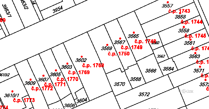 Jihlava 1750 na parcele st. 3569 v KÚ Jihlava, Katastrální mapa