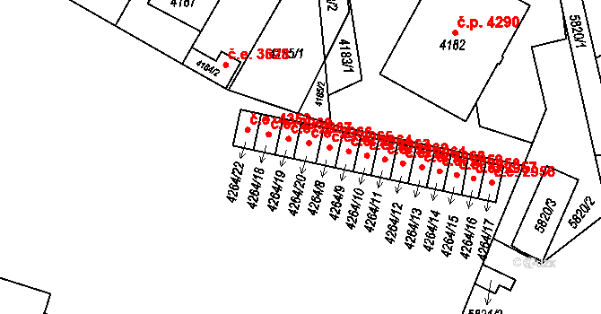 Jihlava 2966 na parcele st. 4264/20 v KÚ Jihlava, Katastrální mapa