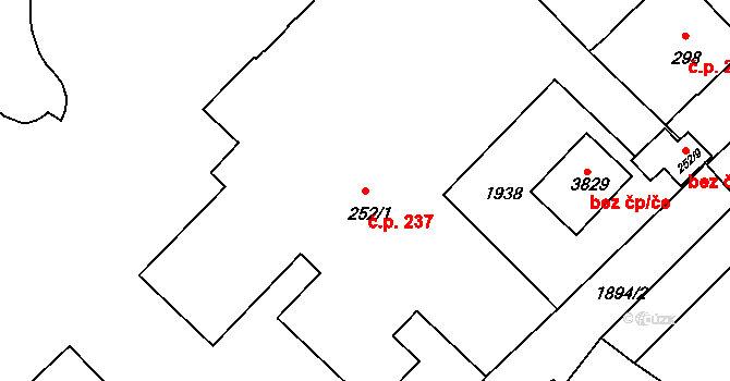 Říčany 237 na parcele st. 252/1 v KÚ Říčany u Prahy, Katastrální mapa